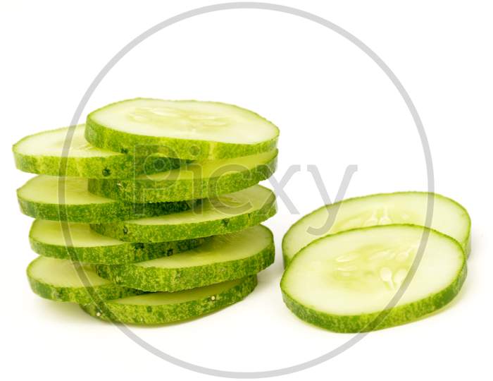 cucumber slice isolated  on white background