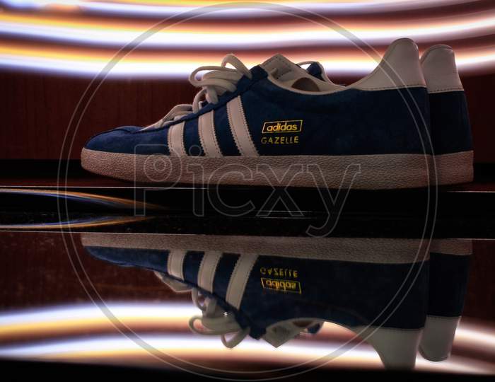 Blue And White Adidas Gazelle Suede Fashion Shoes