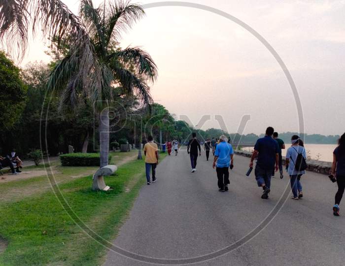 People walking in social distancing amidst COVID 19 PANDEMIC in Chandigarh India.