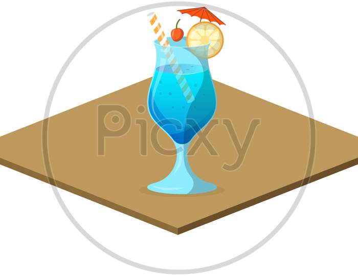Mock Up Illustration Of Mocktail Drink On A Podium