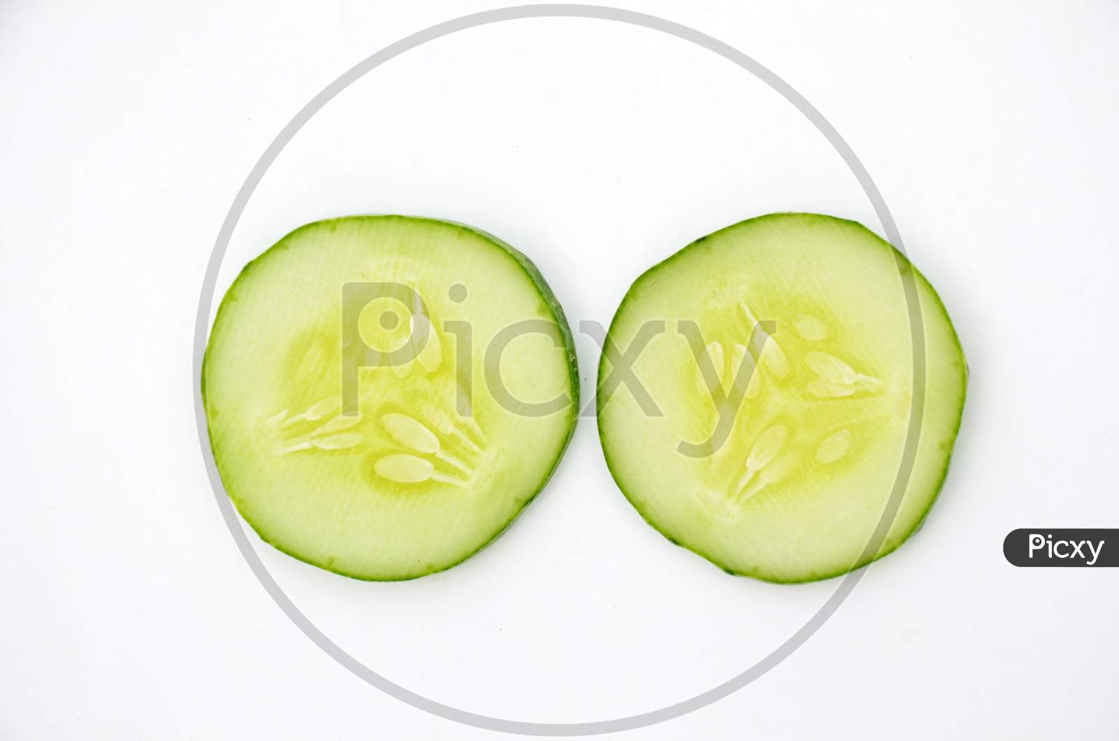 pair of cucumber cutt roll isolated on white background.