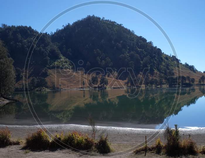 Lake Ranu Kumbolo, a source of clean water for the climbers of Mount Semeru