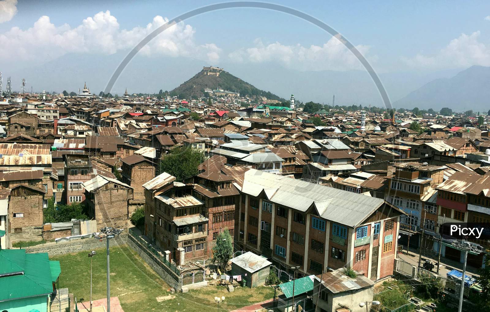 Buildings Sky Hill And A View Of Old Srinagar City