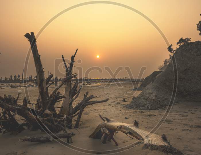Sunset on a beautiful beach of Digha , West Bengal.