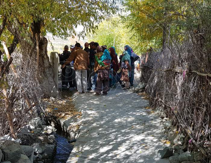 People At Cemented Footpath In Kargil