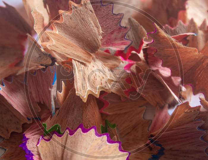 View Of Pencil Shavings Arranged In A Heap