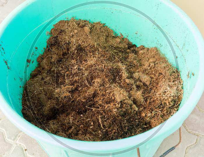 Coco Composite Soil Replacement Stored In A Farm.