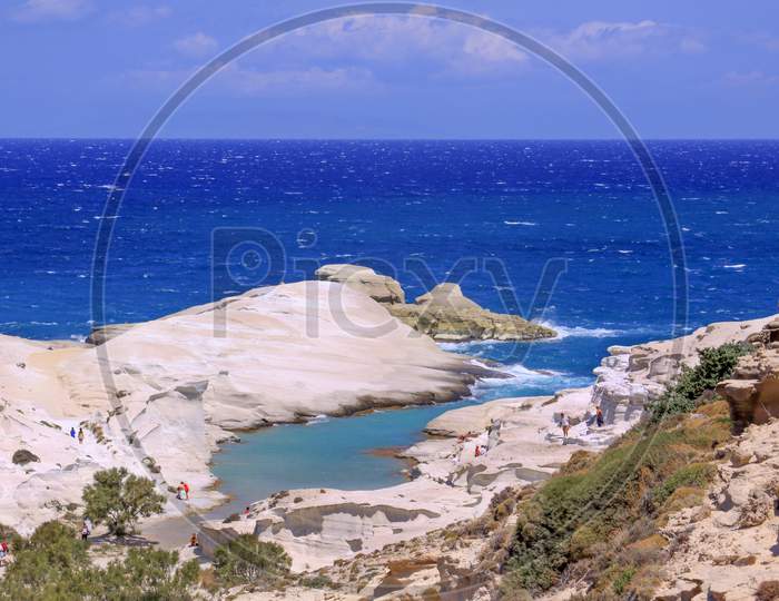 Sarakiniko Beach In North Of Milos Island, Greece