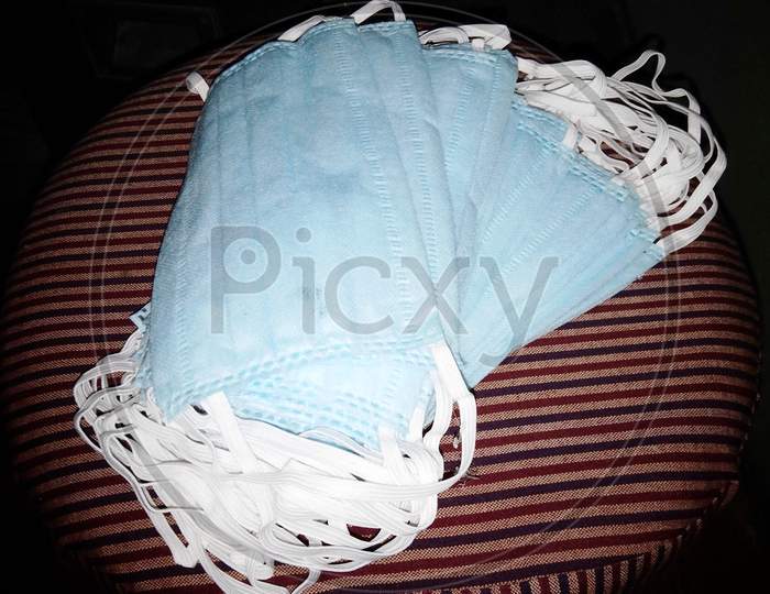 Bunch of surgical medical face masks, medical concept, corona virus, covid19, personal hygiene, protective