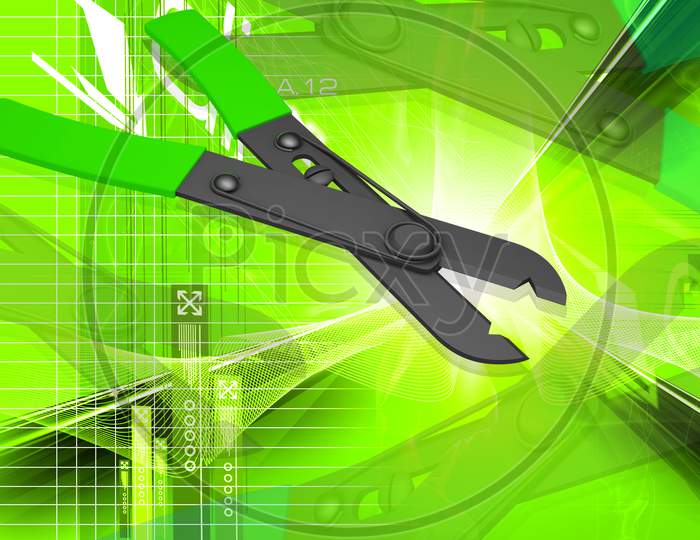 3D Illustration Of Wire Cutter In Color Background