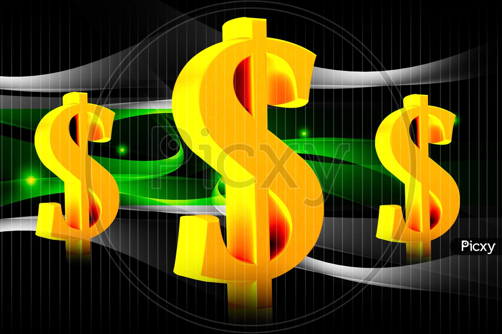 3D Illustration Of Dollar Sign In Colour Background