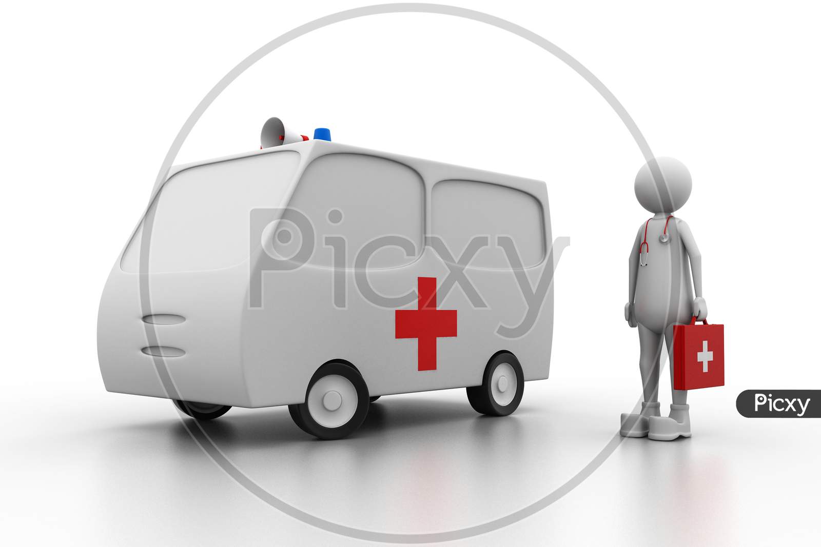 Doctor With Ambulance. (Health Care Concept)