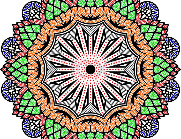 Colorful Vector Mandala Dots Small Circle Seamless Round Design