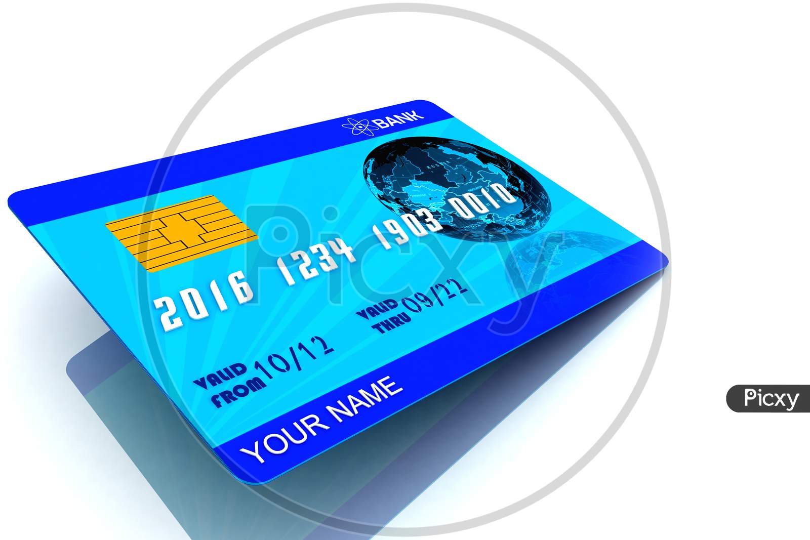 3D Rendering Of Multi Use  Atm Card In White Background