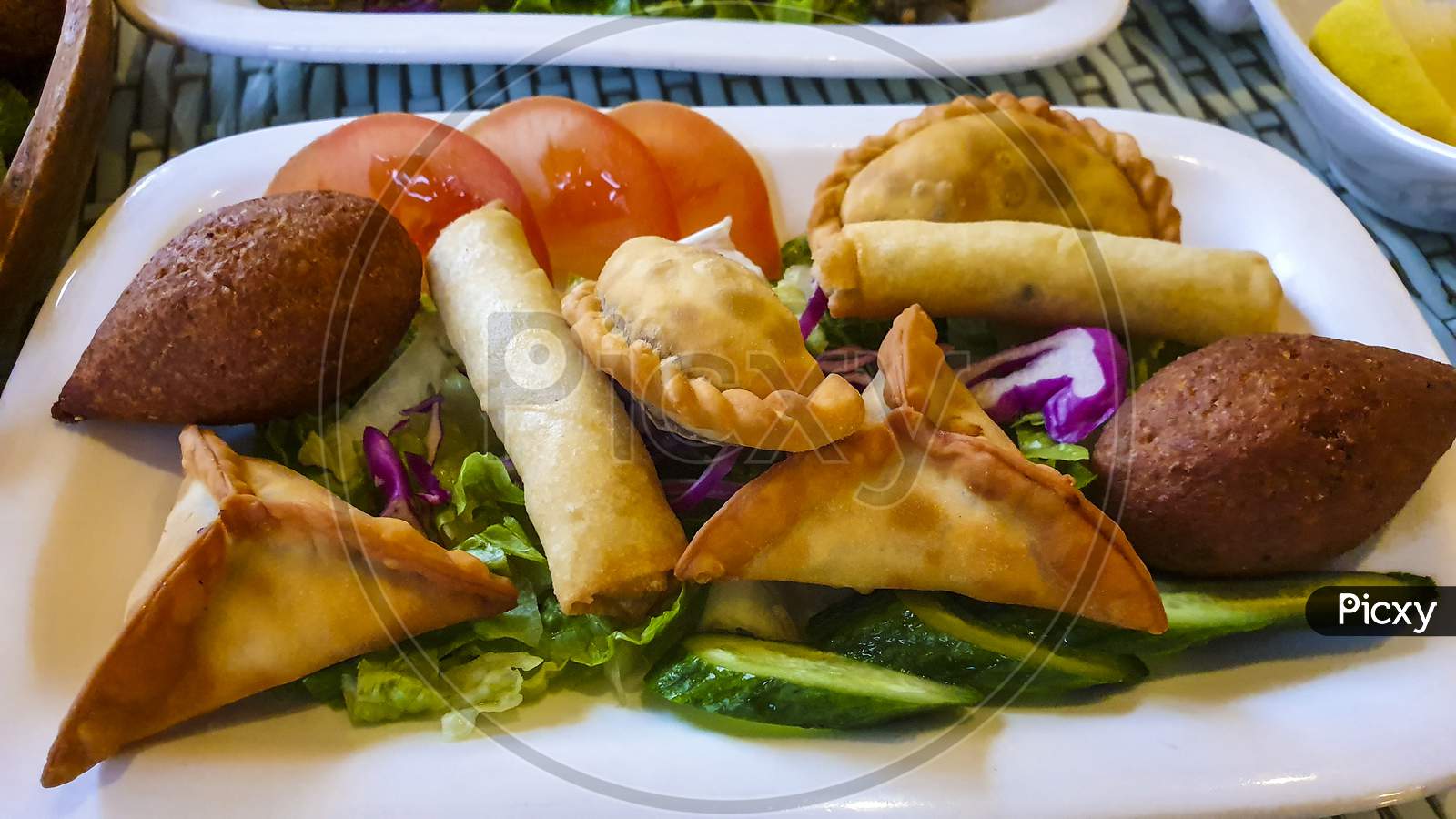 Arabic Set Of Food, Vegetables And Pastries.