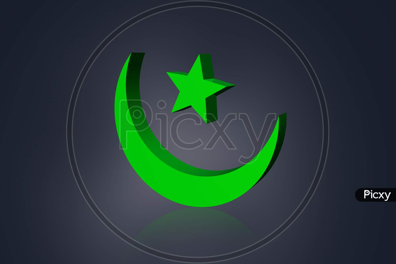 Highly 3D  Rendering Crescent Moon Symbol In Color Background