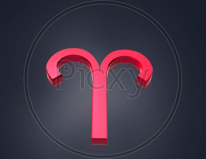 High Quality Rendering Of 3D Aries Sign In Color Background