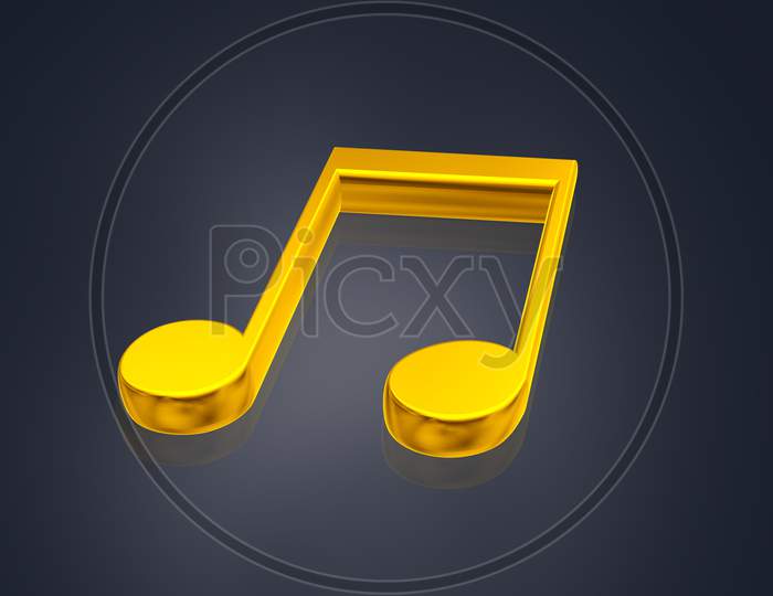 Highly 3D  Rendering Music Symbol In Color Background