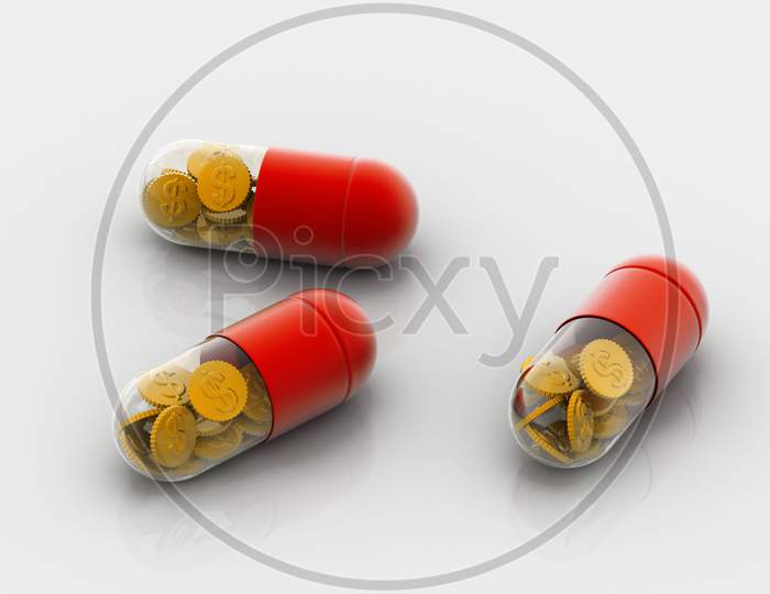 Pill Filled With Dollar Coin