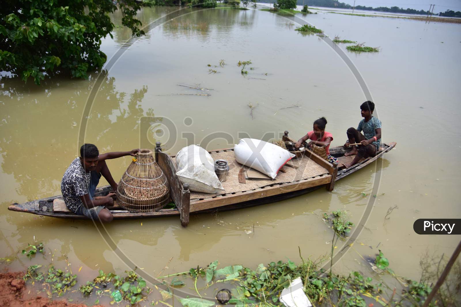 People With Their Belongings Arrive At a Safer Place At  Mayong Village In Morigaon District, In The Northeastern State Of Assam On June 29, 2020