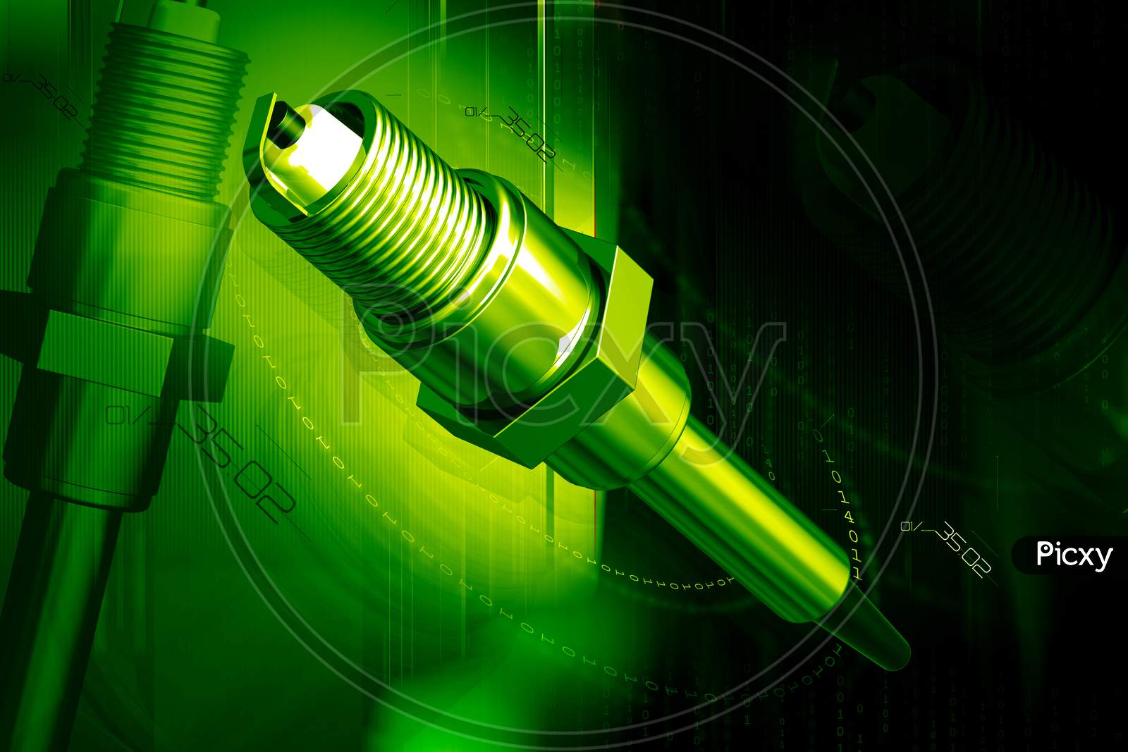 Digital Illustration Of Spark Plug In Color Background