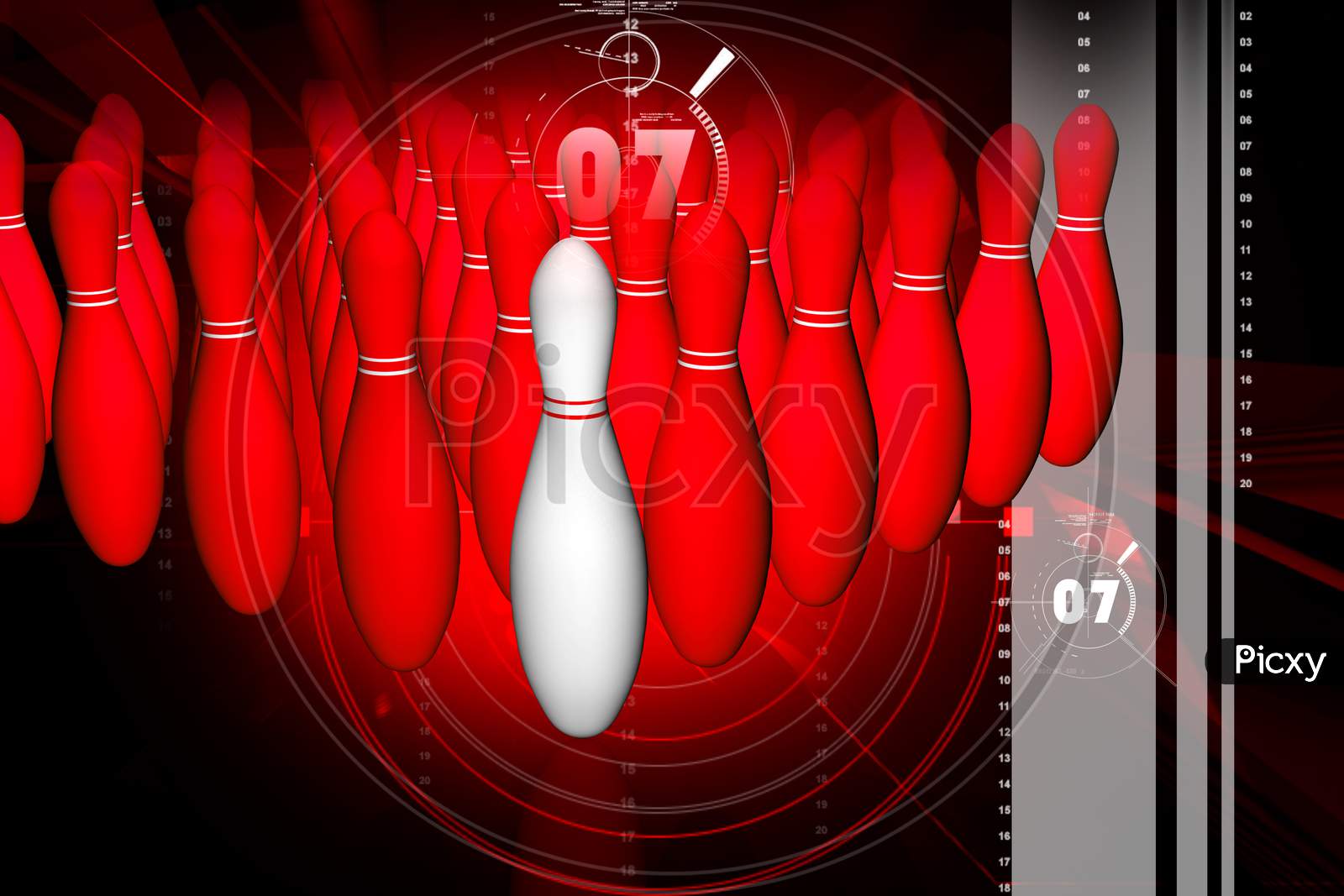 Digital Illustration Of Bowling In Color Background