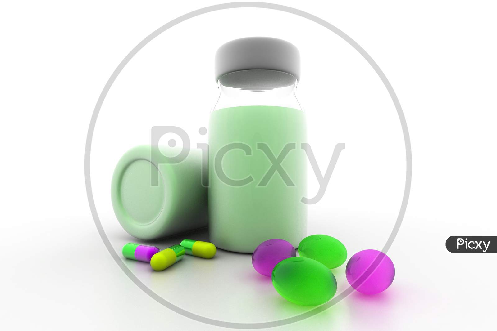 Medicine Bottles And Pills