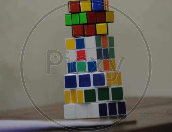 Rubix Cube Piled Up.