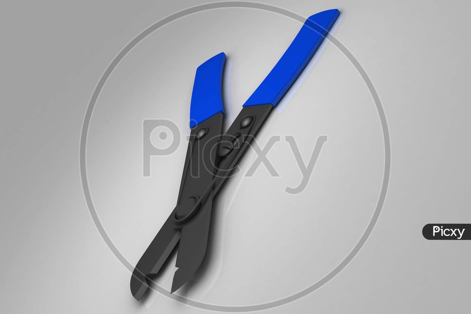 3D Rendering Of Multi Use  Wire Cutter In Grey Background