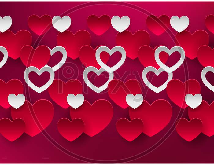 Various Heart On Abstract Dark Background