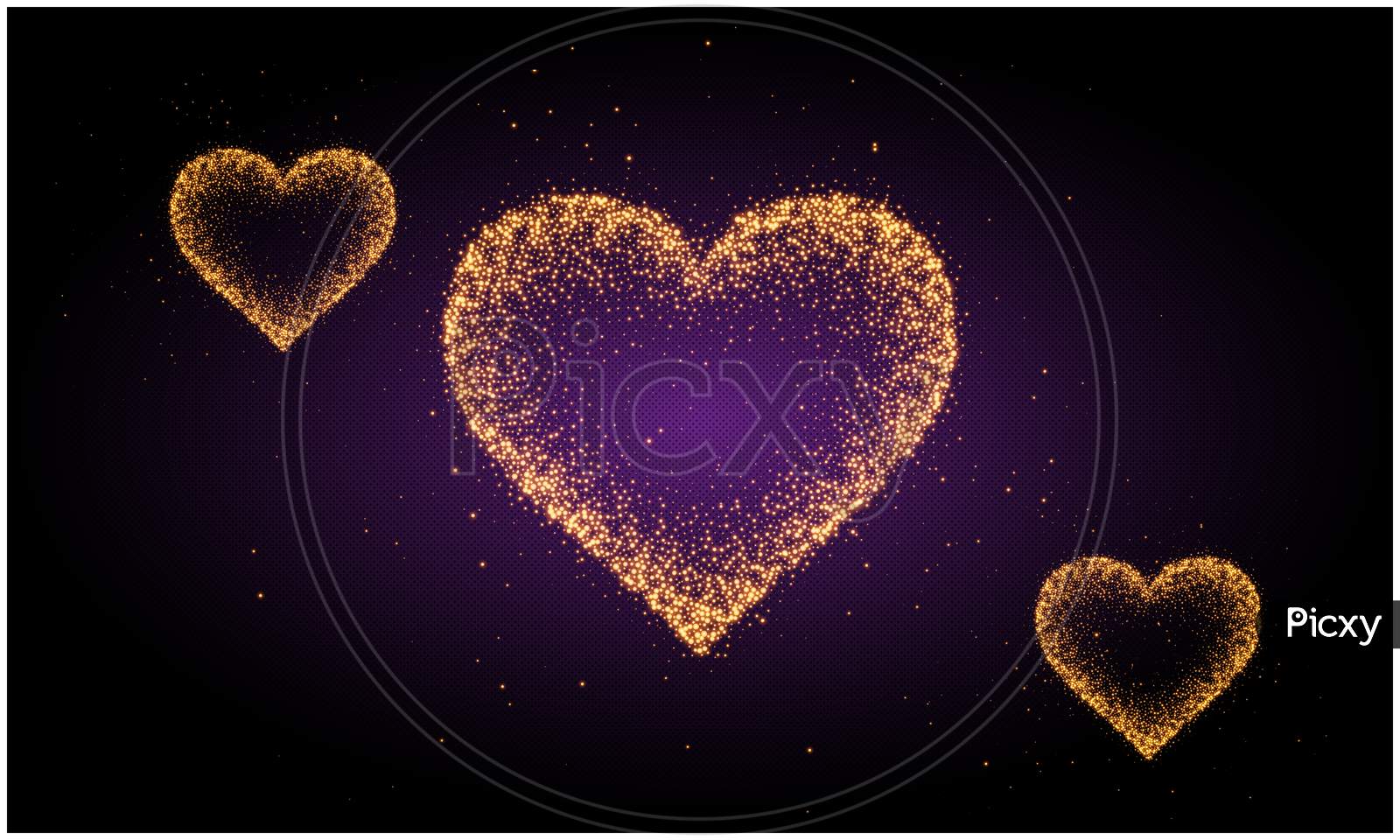 Crystal Gold Heart On Abstract Background
