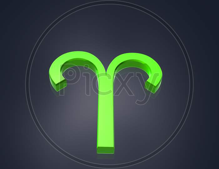 High Quality Rendering Of 3D Aries Sign In Color Background