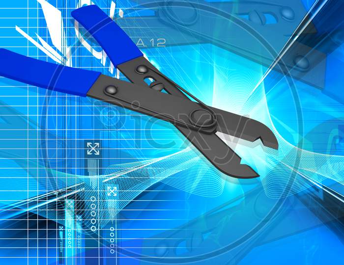 3D Illustration Of Wire Cutter In Color Background
