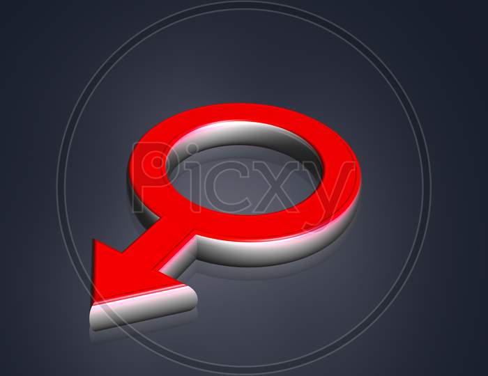 High Quality Rendering Of 3D Male Symbol In Color Background