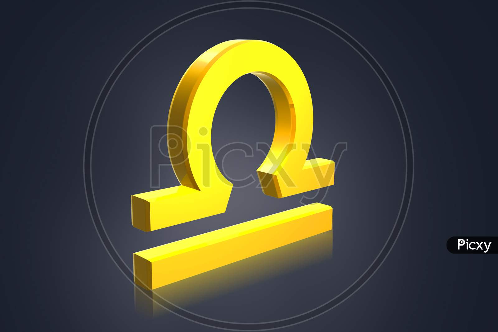 Highly 3D  Rendering Libra Zodiac Symbol In Color Background