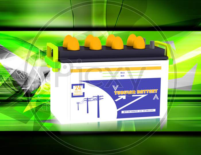 Digital Illustration Of Car Battery In Color Background