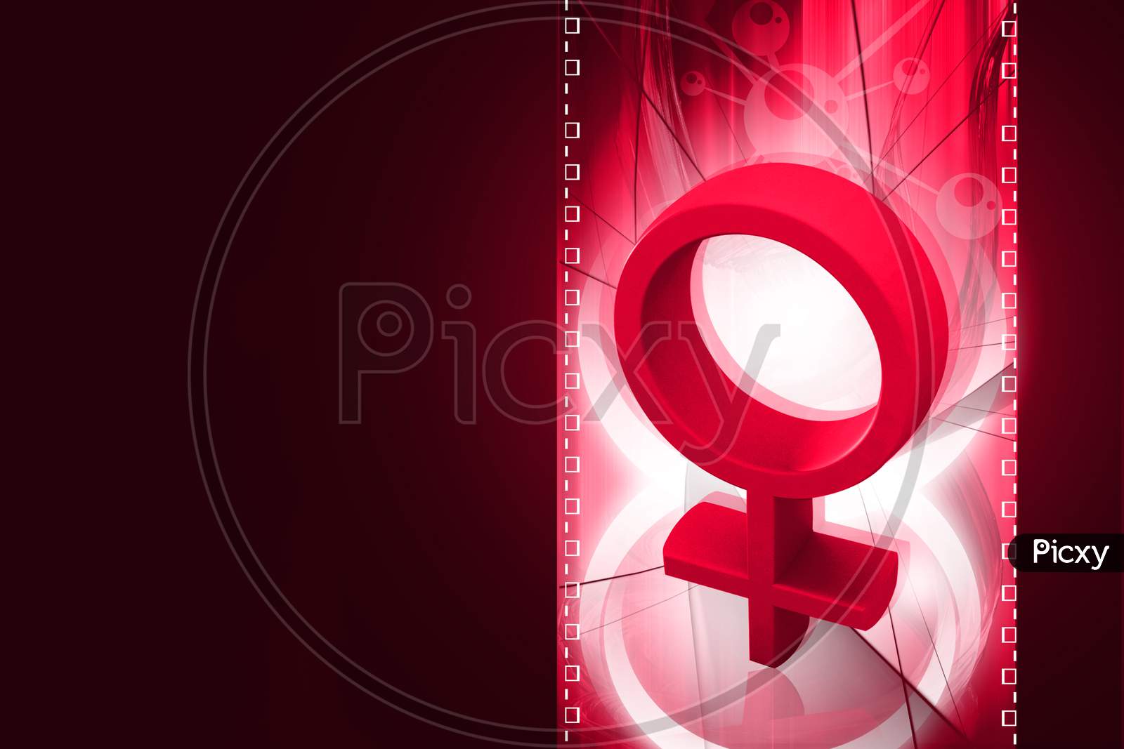 High Quality Rendering Of 3D Female Symbol In Digital Color Background
