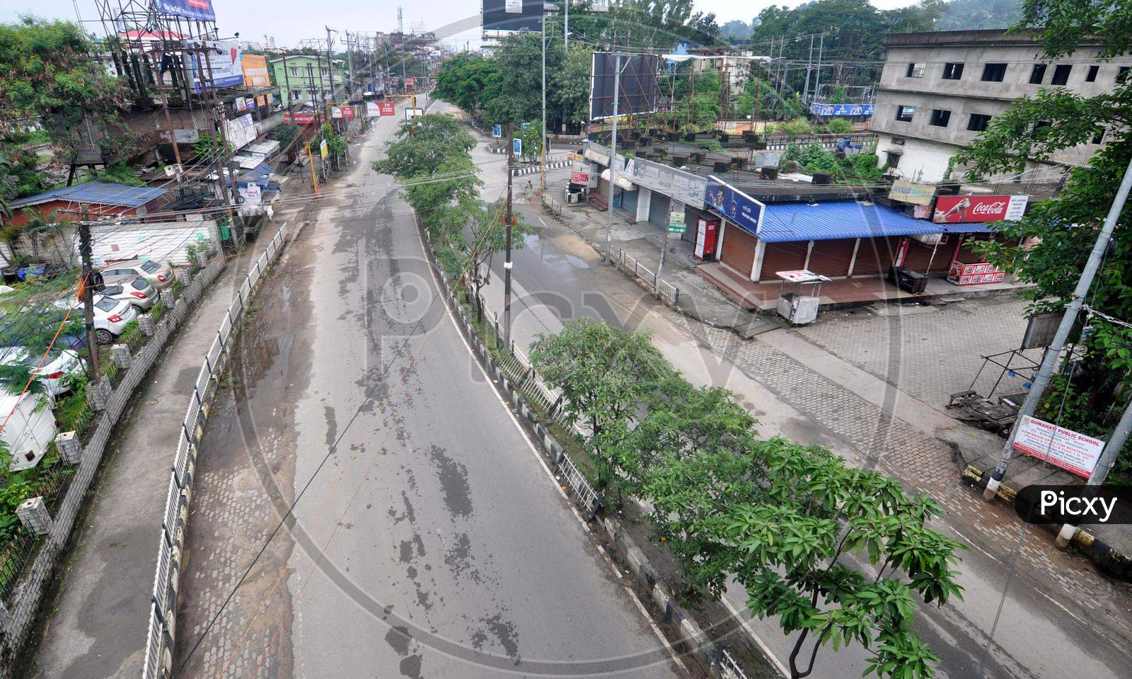 A Deserted Road is pictured Following The Assam Government's Decision To Impose Total Lockdown To Curb The Spread Of Novel Coronavirus, In Guwahati on June 29, 2020.
