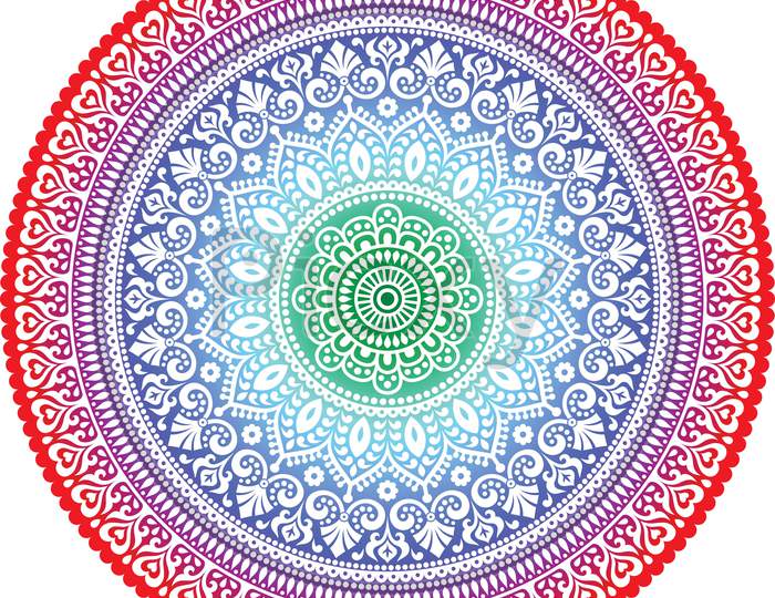 Colorful Vector Mandala Seamless Round Design