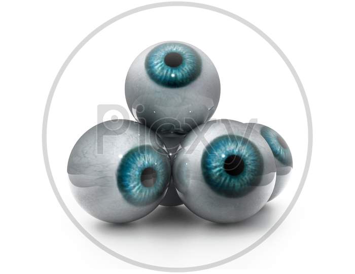 3D Illustration Of Human Eye In White Background