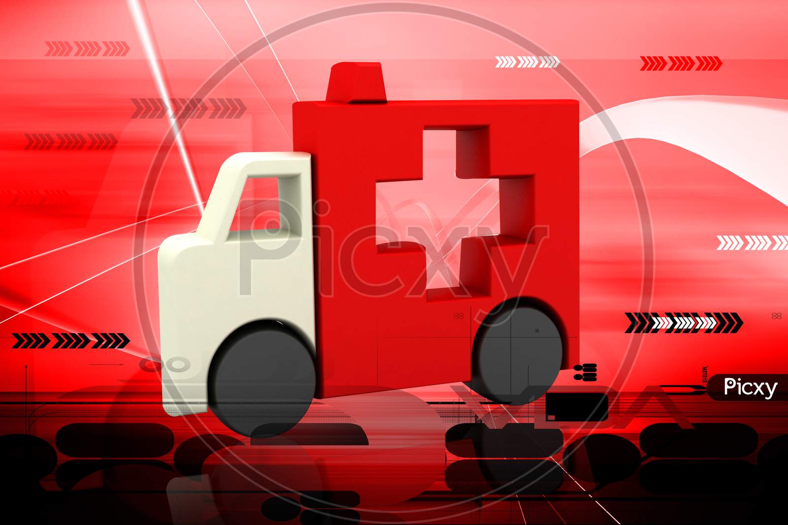 Highly Rendering Ambulance Symbol In Color Background