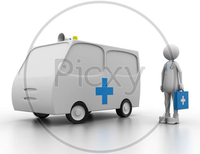 Doctor With Ambulance. (Health Care Concept)
