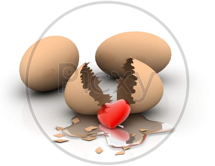 Red Heart From Broken Egg