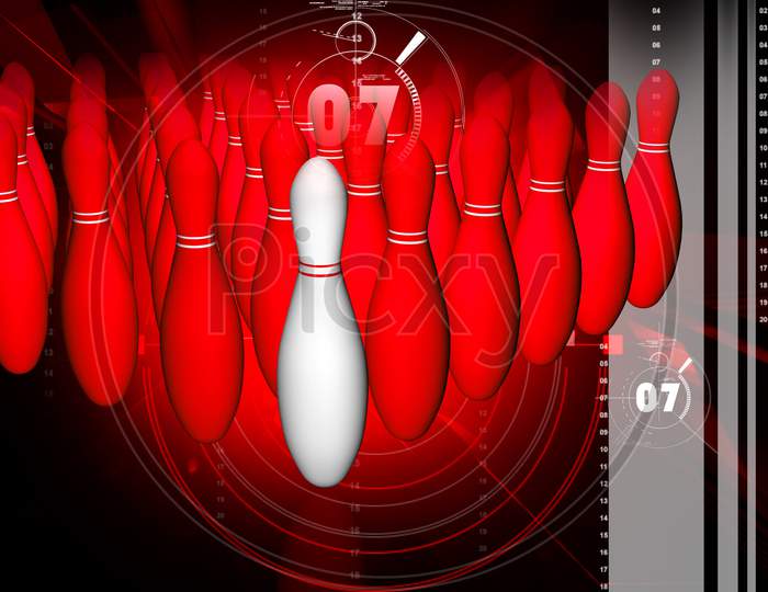 Digital Illustration Of Bowling In Color Background
