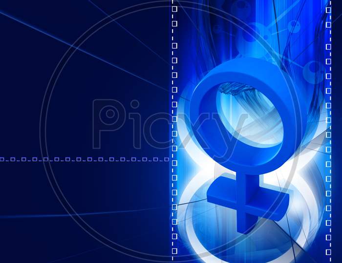 High Quality Rendering Of 3D Female Symbol In Digital Color Background