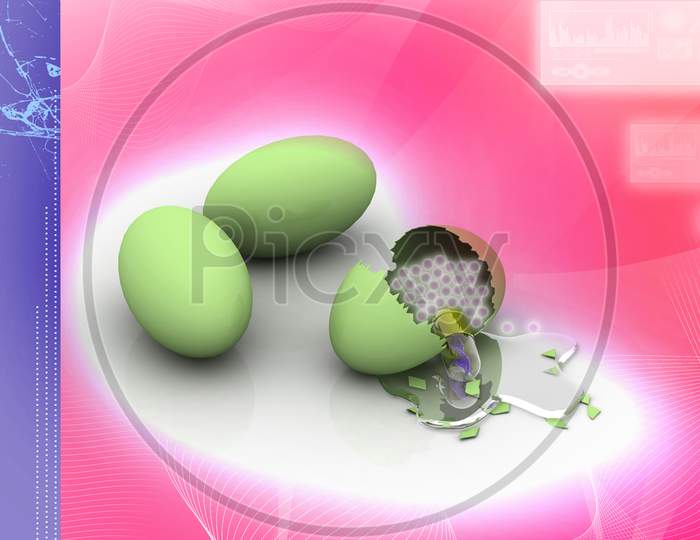 Egg And Dna Filled Pill. Conceptual Design