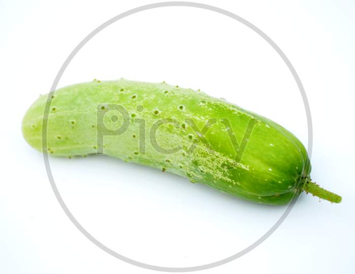 ripe green cucumber isolated on white background
