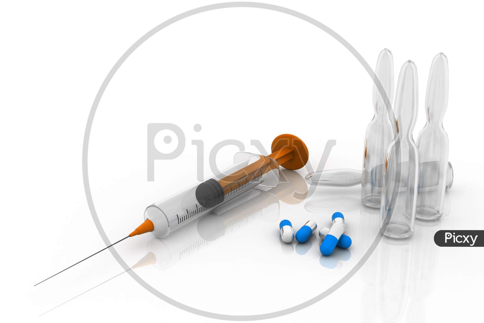 Pills, Syringe And Ampules