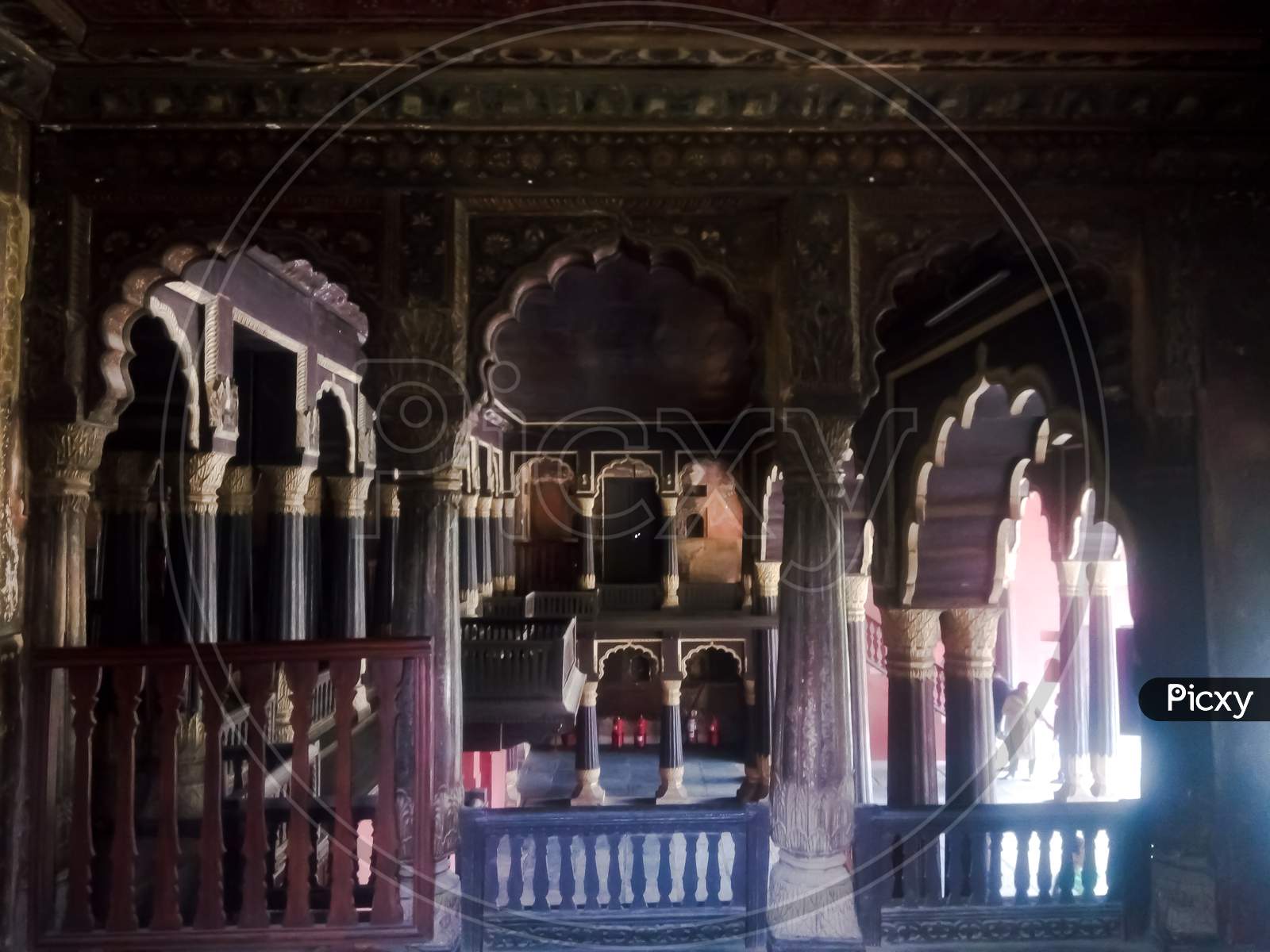 Interior of Tipu Sultan's summer palace in Bangalore Karnataka India.