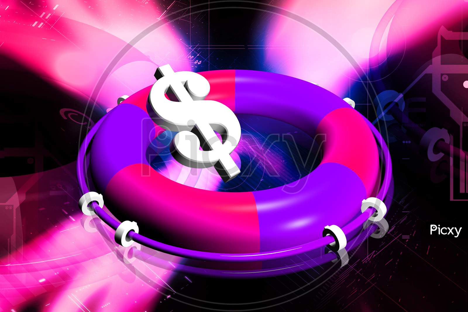 Multi Use 3D Tube And Dollar In Color Background